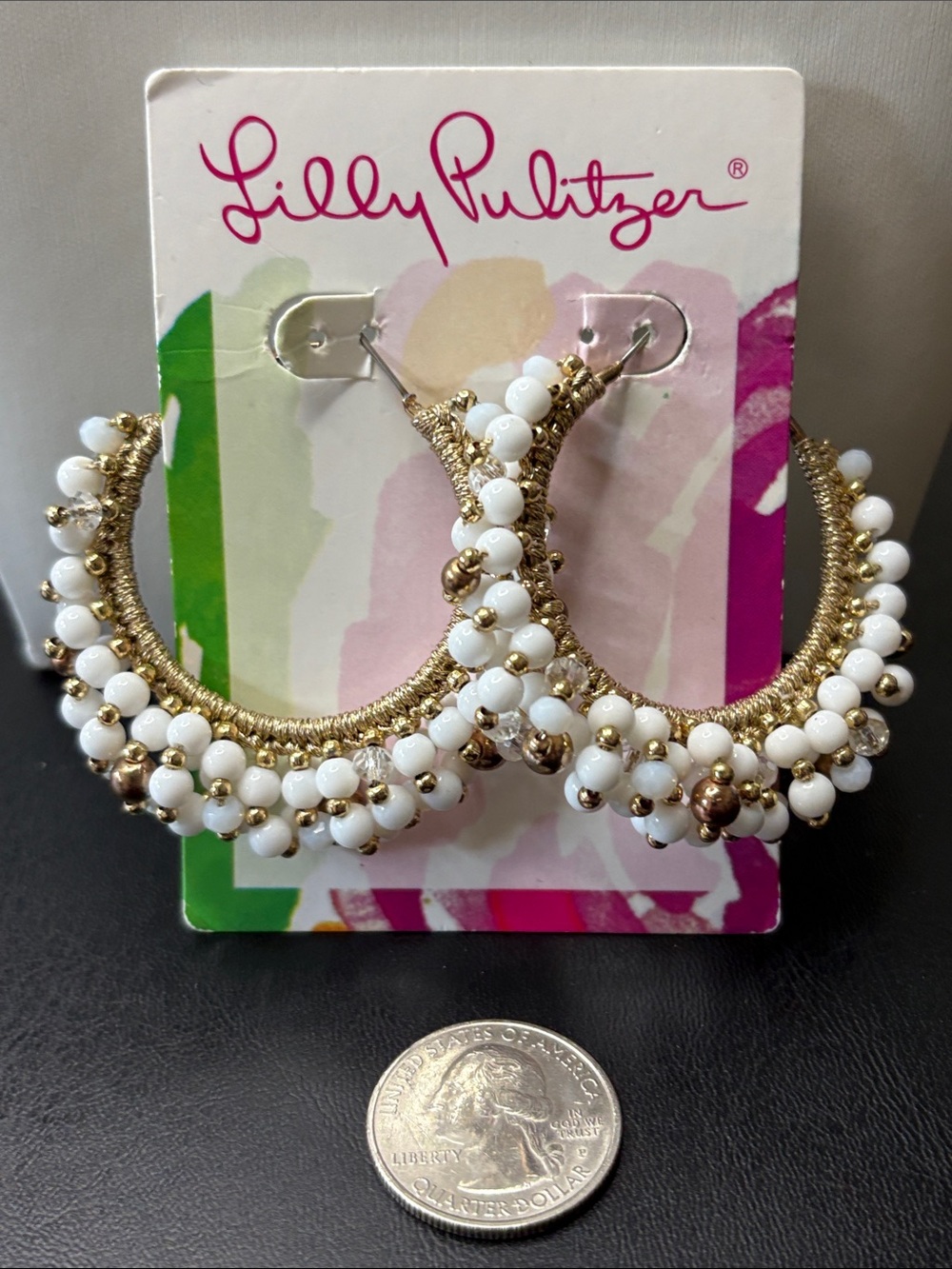 Lilly Pulitzer White Beaded Hoop Earrings - Picture 4 of 4